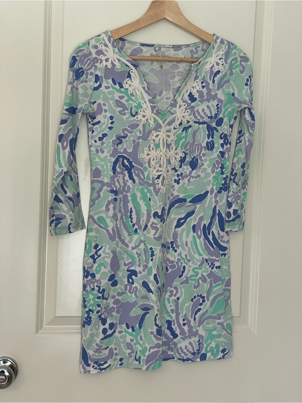 Lilly Pulitzer Aqua, Lavender & Navy Printed Mini Dress